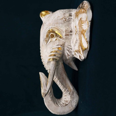 Cabeza Grande de Elefante - Oro y Blanco - Hecho en Indonesia