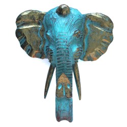 Large Elephant Head - Gold & Turquoise - Made...