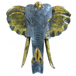Cabeça de elefante grande - dourada e cinza -...