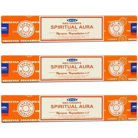 Lote 3x Incenso Satya Spiritual Aura - Aura Espiritual - 3 embalagens de 15gr.