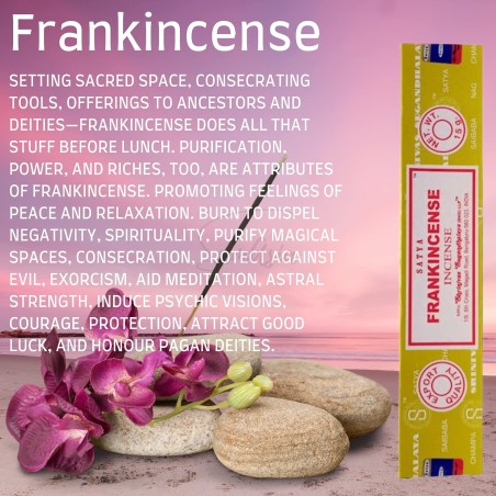 Lote 3x SATYA Frankincense - Incienso + 1 porta incienso de madera de mango