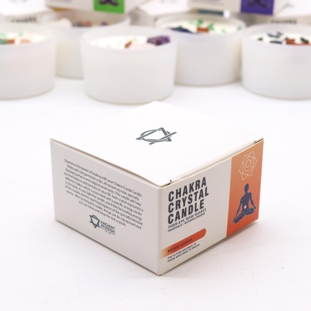 Velas de Cristal de Chakra - Chakra del Sacro - Cera de Soja - 10x6cm - 23h de combustión