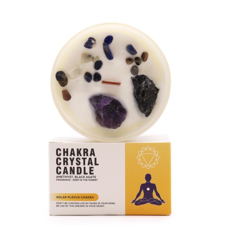 Bougies en cristal Chakra - Chakra du plexus solaire - Cire de soja - 10x6cm - 23h de combustion