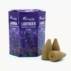 BLACKFLOW LAVENDER INCENSE CONES - LAVANDER - REVERSE FLOW - MASALA AROMATIKA - MADE IN INDIA - Box of 10 cones