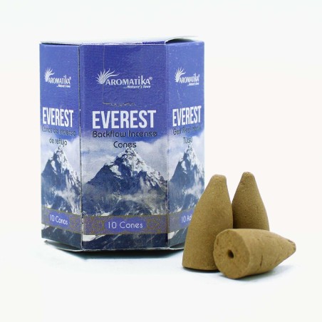 CONOS INCIENSO BLACKFLOW EVEREST  - FLUJO INVERSO - MASALA AROMATIKA - HECHO EN INDIA - Caja de 10 conitos