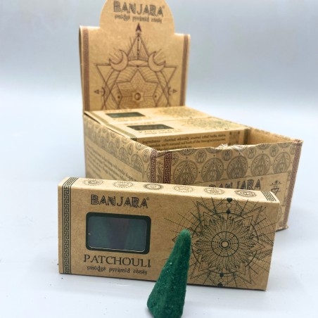 Conos Incienso de Piramide Banjara Smudge - Pachuli - Hecho a Mano - Orgánico - Hecho en India