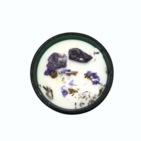Vela Mágica con Flores y Gemas Hop Hare - La Luna - Vela Cera de Soja hecha a mano - 8,8x5cm