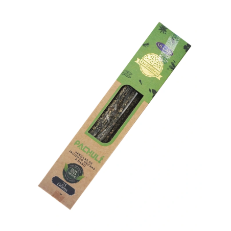 Patchouli Ullas Räucherstäbchen - Patchouli - Handgemacht - 25gr - Made in India - 100% natürlich - ULLAS Bio Räucherstäbchen