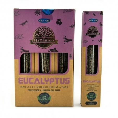 Incienso Orgánico de Eucalipto - ULLAS - Hecho a mano - 25gr - Hecho en India - 100% Natural