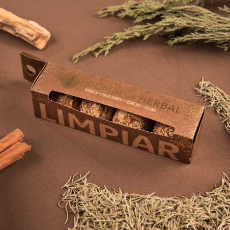 Bombitas Herbales Limpiar - Canela, Palo Santo, Romero y Cedro - Sagrada Madre - 4 bombitas