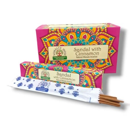 Incienso Namaste Masala Mandala Natural - Sándalo con Canela - Tradicional de India Agarbathi - Hecho a Mano