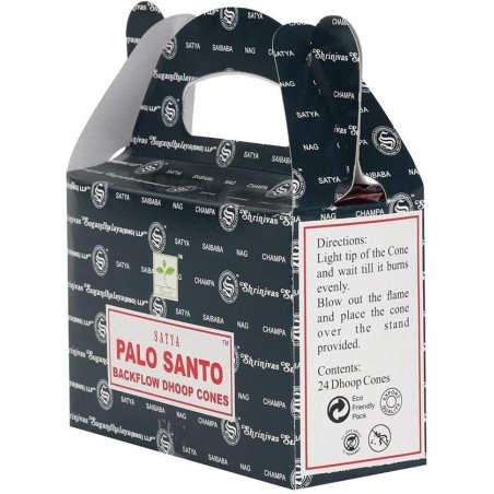 SATYA Conos de Reflujo Palo Santo -  Blackflow Dhoop Cones - Cajita de 24 conos