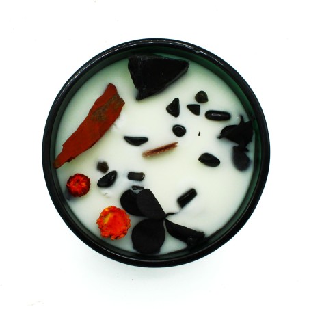 Magic Candle with Flowers and Gems Hop Hare - El Diablo - Handmade Soy Wax Candle - 8.8x5cm