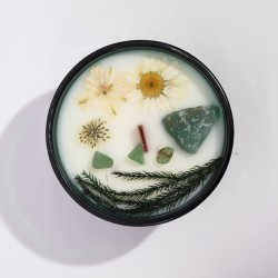 Vela Mágica con Flores y Gemas Hop Hare - El Mago - Vela Cera de Soja hecha a mano - 8,8x5cm