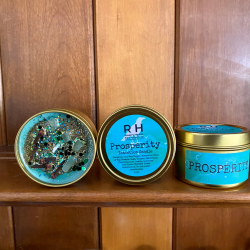 Vela de Cera de Soja artesanal | Prosperidad | Prosperity | Con Cristales | Raven's Hearth | Made in California, USA | 8oz