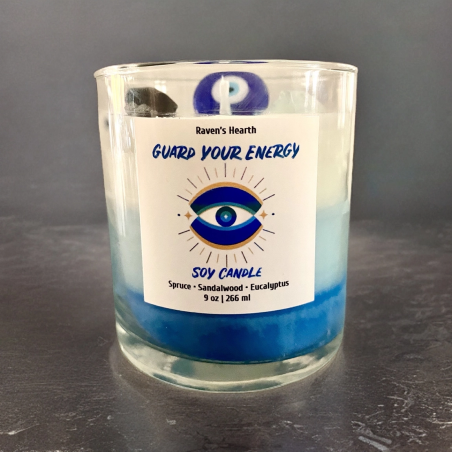 Vela de Cera de Soja artesanal | Protección| Evil Eye |Ojo Turco y Mano de Fátima| Raven's Hearth | Made in California, USA
