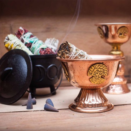 Kupfer Ritual Kelch mit Baum des Lebens 12x9cm
