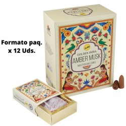 Amber Musk Backflow Wierookkegels - Amber Musk - Golden India - Pakket van 12 kegels