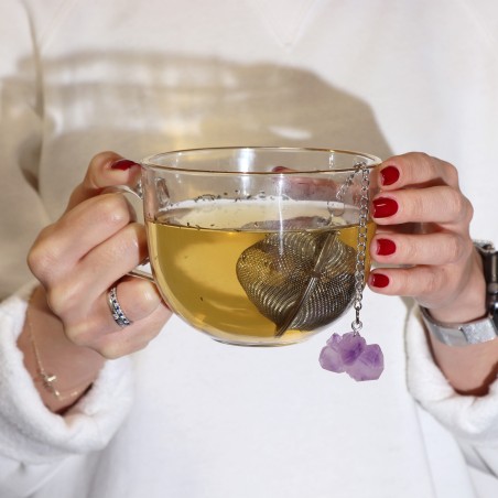 Colador de té de piedras preciosas - Racimo de amatista - Serenidad y Calma