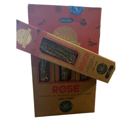 Bio Rose Räucherstäbchen - Rose - ULLAS - Handgefertigt - 25gr - Hergestellt in Indien - 100% natürlich