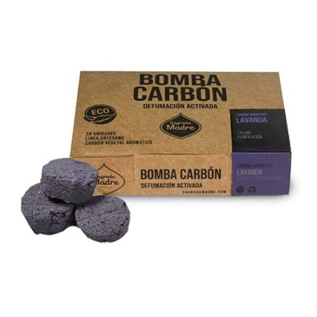 Bomba de Carbón Defumación Activada - Lavanda - Carbón Aromático - Calma - Purificación - 24 uds. - Sagrada Madre