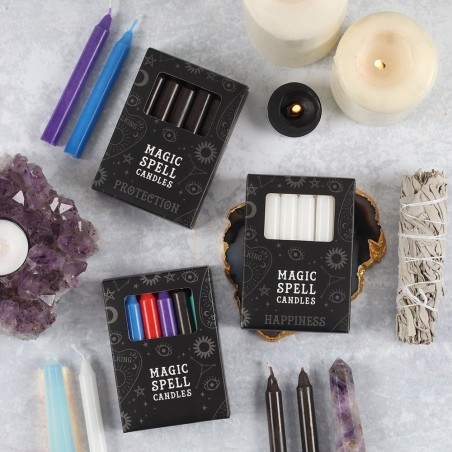 VELAS MAGICAS - MAGIC SPELL CANDLES - HAPPINESS - FELICIDAD - PAQUETE 12 VELAS BLANCAS - SPIRIT OF EQUINOX