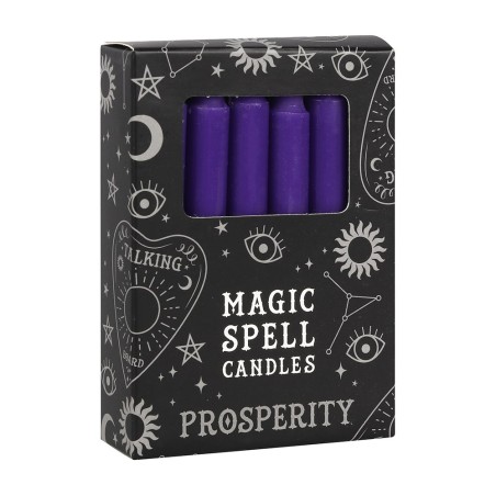 VELAS MAGICAS - MAGIC SPELL CANDLES - PROSPERITY - PROSPERIDAD - PAQUETE 12 VELAS MORADAS - SPIRIT OF EQUINOX