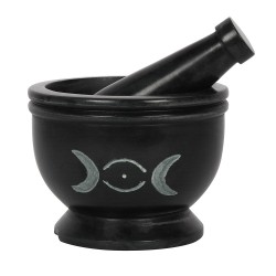 RITUAL MORTAR AND PESTLE - TRIPLE MOON -...