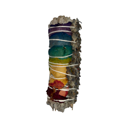 Legato 7 Chakra | Salvia Bianca con Fiori | Ecologico e Sostenibile | 100% originale | 10 cm| 1 unità