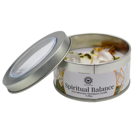Jasmin ritualiserat sojavaxljus med kristallkvartsstenar - Andlig balans - Grönt trädljus - 70gr.