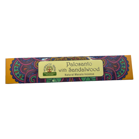 Incienso Namaste India - Palo Santo con Sándalo - Tradicional de India Agarbathi - Masala Mandala Natural- Hecho a Mano