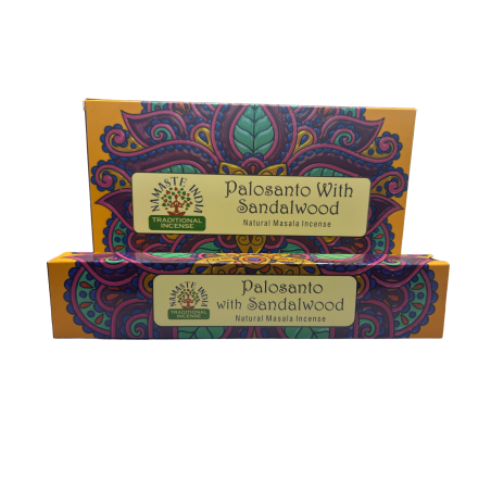 Indian Namaste Incense - Palo Santo with Sandalwood - Traditional Indian Agarbathi - Natural Masala Mandala - Handmade