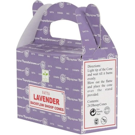 SATYA Conos de Reflujo Lavanda  - Blackflow Dhoop Cones - Cajita de 24 conos