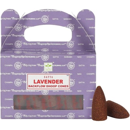 SATYA Conos de Reflujo Lavanda  - Blackflow Dhoop Cones - Cajita de 24 conos