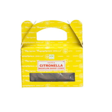 SATYA Conos de Reflujo de Citronela - Blackflow Dhoop Cones - Cajita de 24 conos