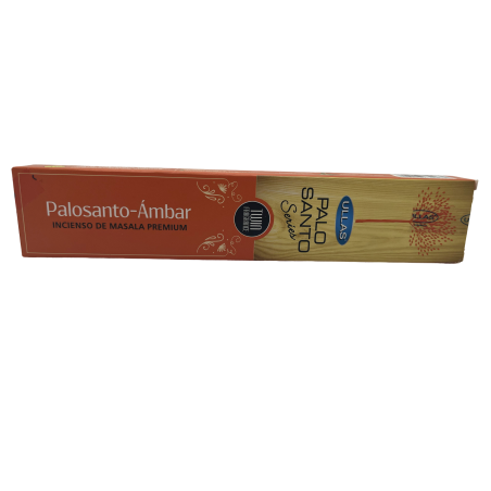 Incienso Palo Santo y Ambar - Ullas Palo Santo Series - 1 cajetilla de 15gr - Premium Masala Incense India