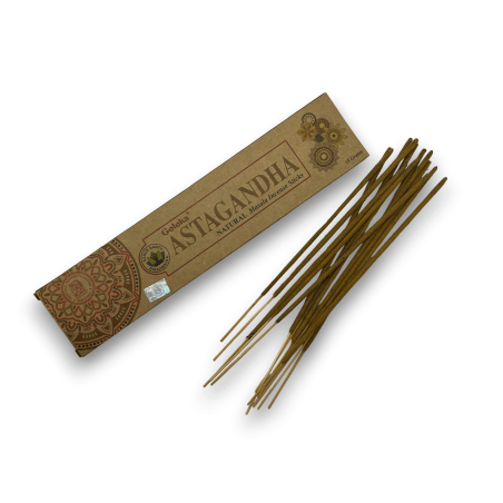 GOLOKA Incienso Orgánico Astagandha - Natural Masala Incense - 1 cajetilla de 15gr