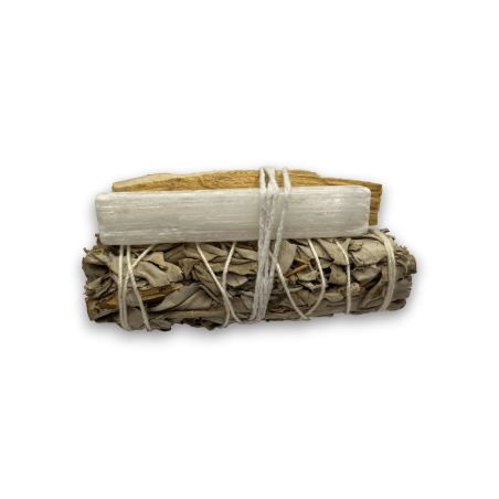 Atado Salvia Blanca, Palo Santo y Selenita | Ecológico y Sostenible | 100% Original |Kit Limpieza Energética