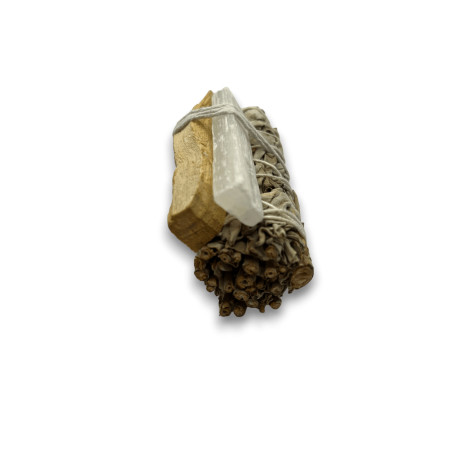 Sálvia Branca encadernada, Palo Santo e Selenita | Ecológico e Sustentável | 100% Originais | Kit de Limpeza Energética