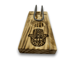 Quemador de Palo Santo y Soporte de Incienso | Porta Incienso | Diseño Hamsa - Mano de Fátima | Madera Natural | Hecho a Mano