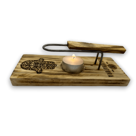 Palo Santo Brûleur & Porte-Encens | Porte-encens | Hamsa Design - Main de Fátima | Bois naturel | Fait main