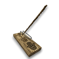 Quemador de Palo Santo y Soporte de Incienso | Porta Incienso | Diseño Hamsa - Mano de Fátima | Madera Natural | Hecho a Mano
