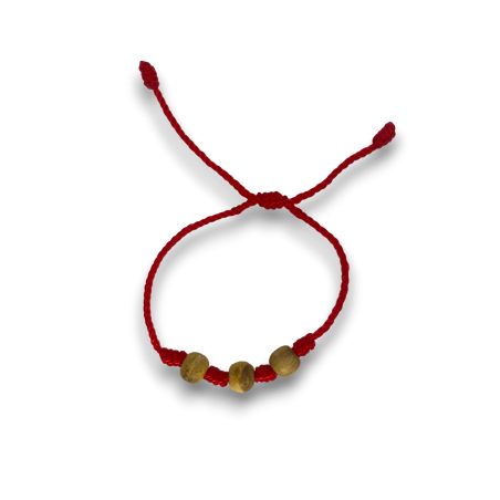 Pulseira Palo Santo Natural - Pulseira Corda Vermelha com Palo Santo - Madeira Sagrada