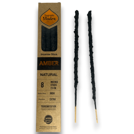 Naturalne Kadzidło Bursztynowe Sacred Mother Amber Transformative - Sahumerio 8 grubych pałeczek Ekologiczne - Pochodzenie Indie