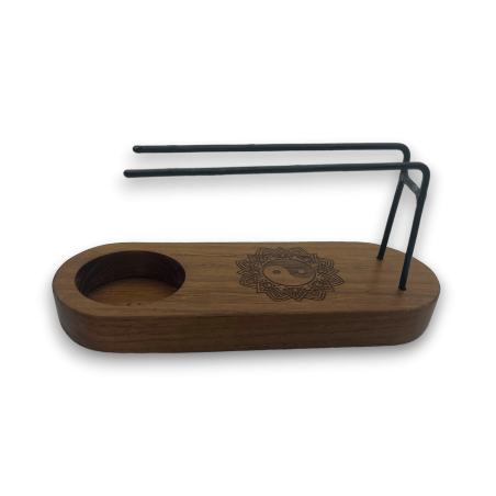 Palo Santo Small Design Yin and Yang Teak Wood Burner - 15x5.5cm - Handmade