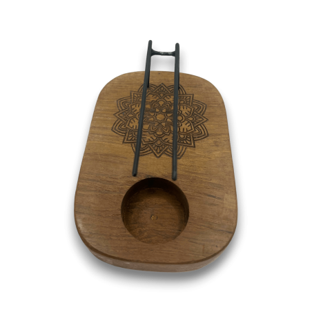 Palo Santo Mandala Design Teak Holzofen - 15x10cm - Handgefertigt