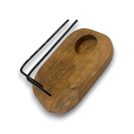Palo Santo Design Poêle à bois en teck Hamsa - 15x10cm - Fait main