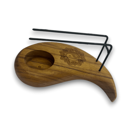 Palo Santo Burner Design Yin and Yang Teardrop Teak Wood - 15x8.5cm - Handmade