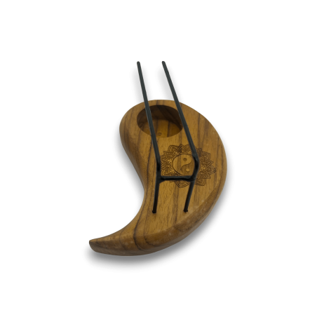 Palo Santo Burner Yin e Yang Tear Design Madeira de Teca - 15x8,5cm - Feito à Mão
