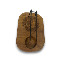 Quemador de Palo Santo Diseño Yin y Yang Madera de Teca - 15x10cm - Hecho a Mano